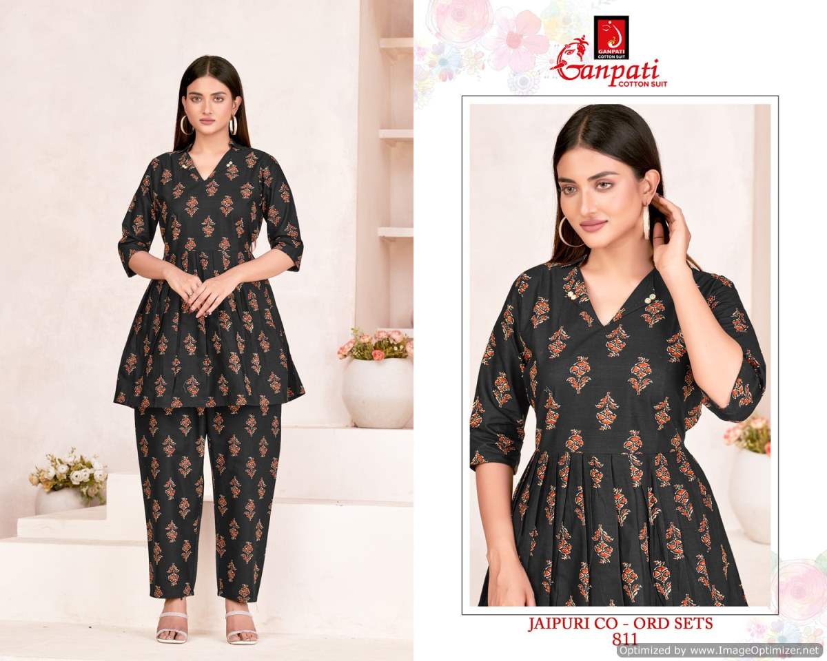 Jaipuri Vol 8 By Ganpati Heavy Pure Cotton Cord Set Top With Bottom Wholesale Shop In Surat